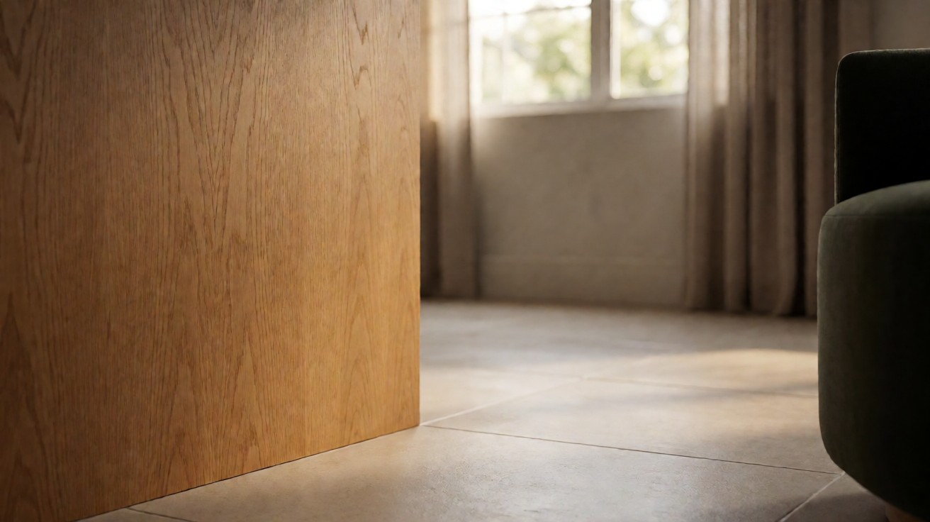 Close-up of a pristine laminate board surface showing fine even factory finish