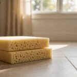Carpet cushion pad: bonded polyurethane rebond with one whole piece and one cut to show bonded cell structure