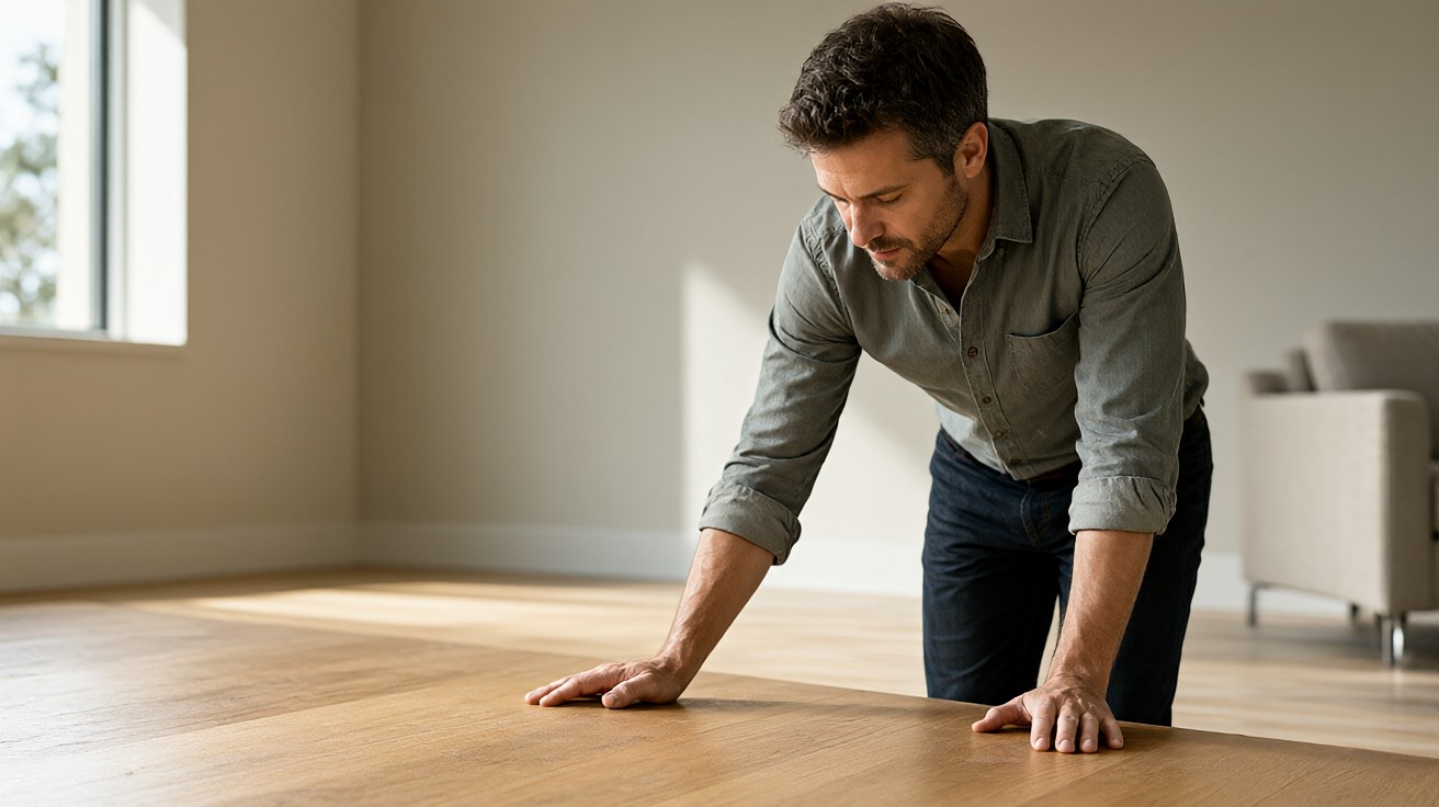 Inspector checking flooring before installation
