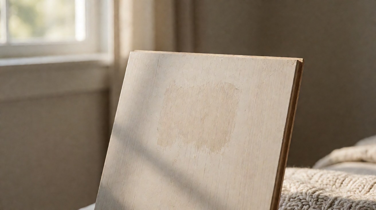 A worn patch on a laminate plank surface