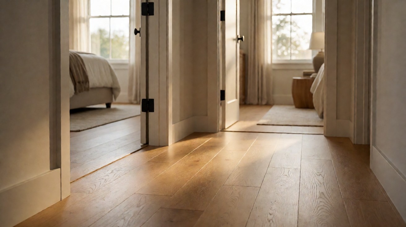 New flooring laid across a doorway threshold