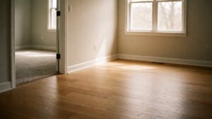 One finished room beside an unfinished one