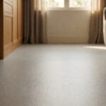 Residential rubber flooring surface in a home office