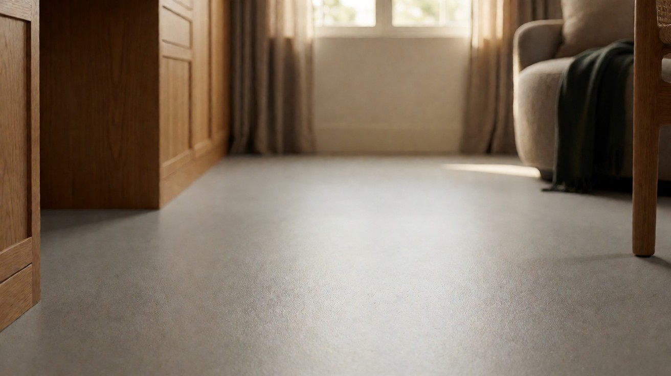 Residential rubber flooring surface in a home office