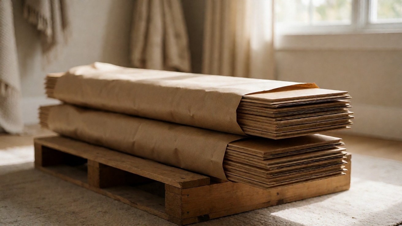 Leftover planks stacked flat on a pallet